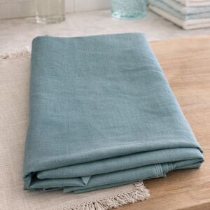 Aqua Blue Tablecloth 82x59 Coastal Farmhouse Decor